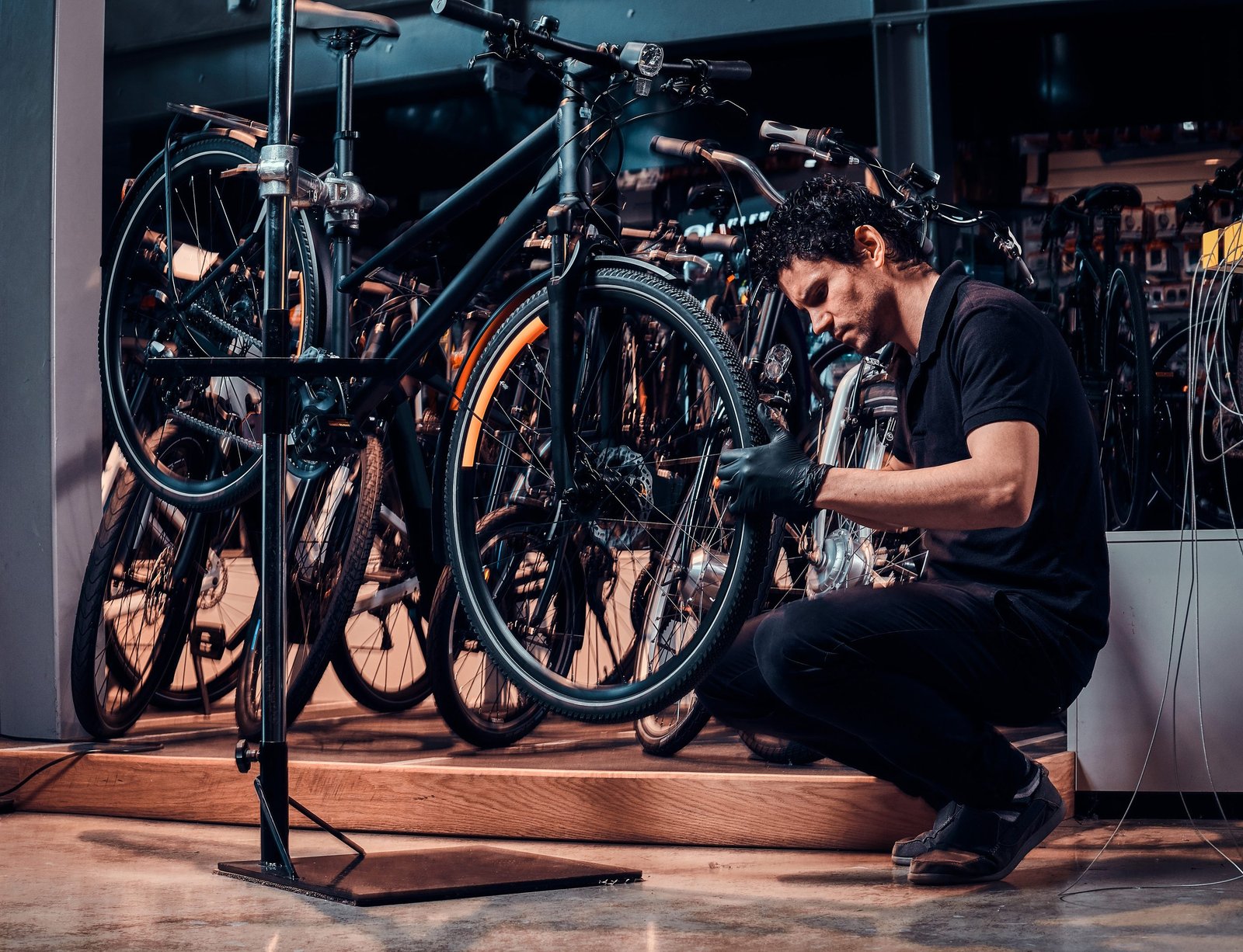 Mechanic working in the Pedal House workshop