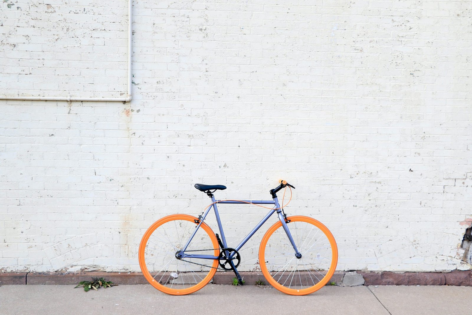 Blue and orange commuter bicycle